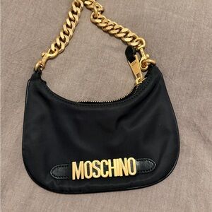 BRAND NEW Moschino Black Bag with Gold Chain Accent